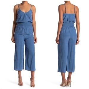 NSF Romper Jumpsuit Maya Crepe Spaghetti Strap Blue Size Large